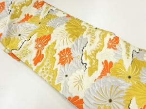 アンティーク　花模様織出し名古屋帯（着用可）